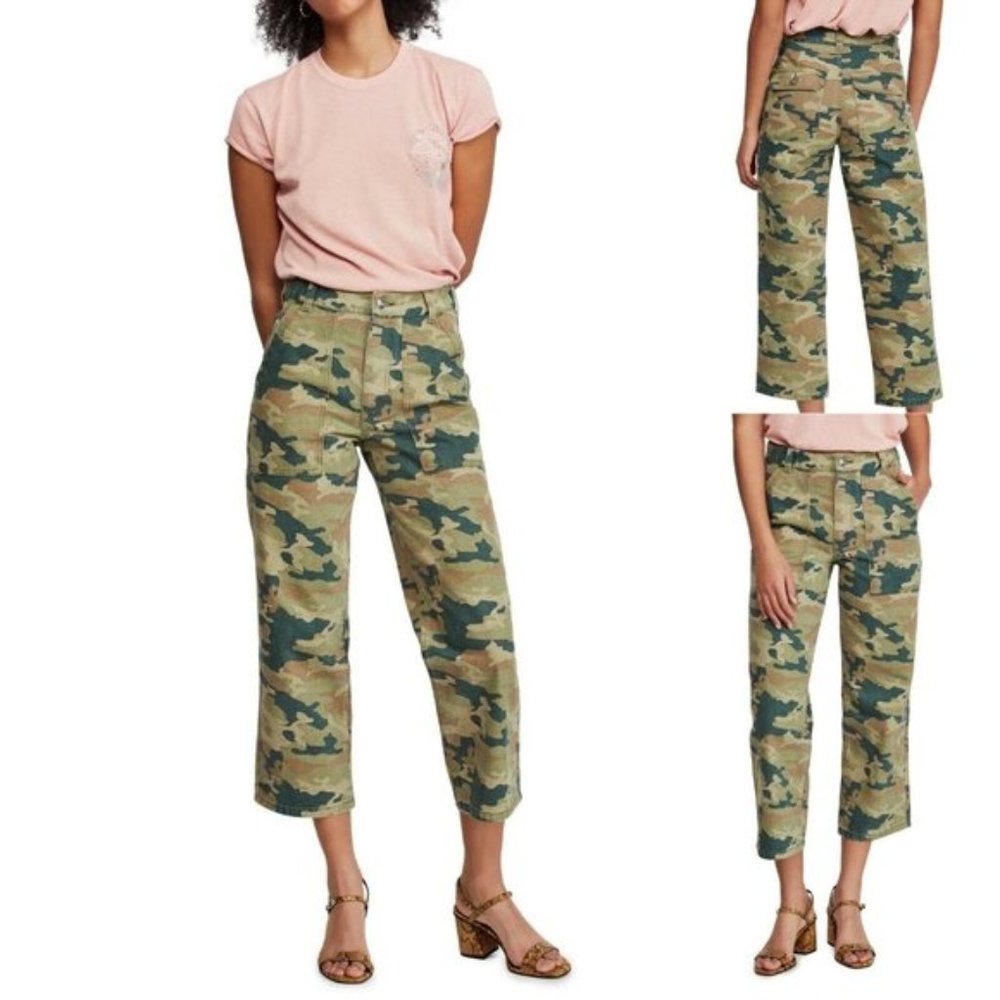 NWT $98 Free People Remy Camo Capri Jeans Sz 26